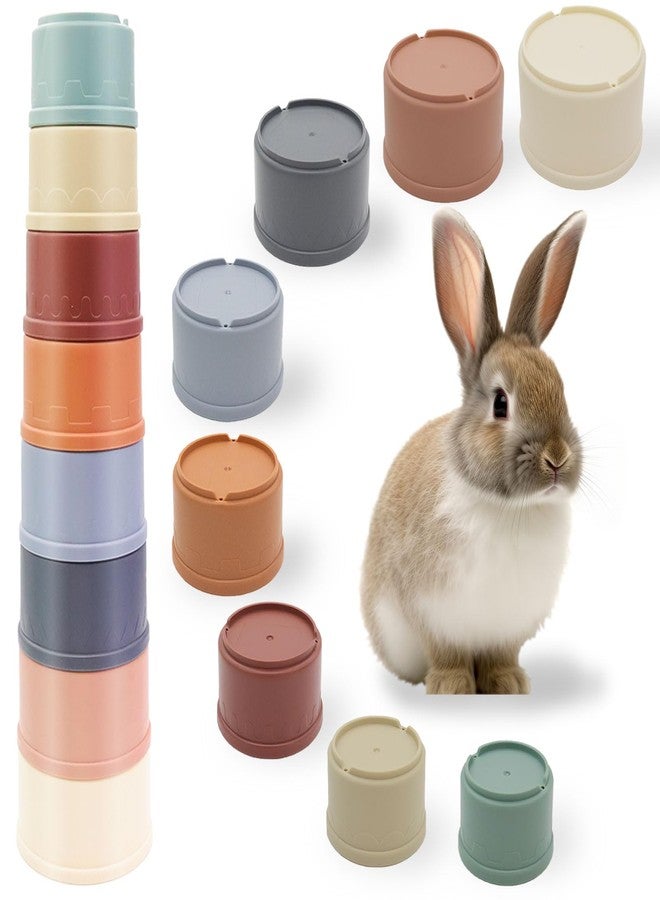 TiciKim 8 Pcs Stacking Cups for Rabbits Safe Plastic Rabbit Toys of Different Sizes, Stackable Bunny Toys, Enrichment Playthings for Small Animals Rabbit Chinchilla Guinea Pig Parrot Hiding Food and Playing - Image 1